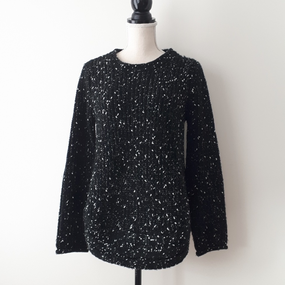Mystree Black and White Speckled Sweater